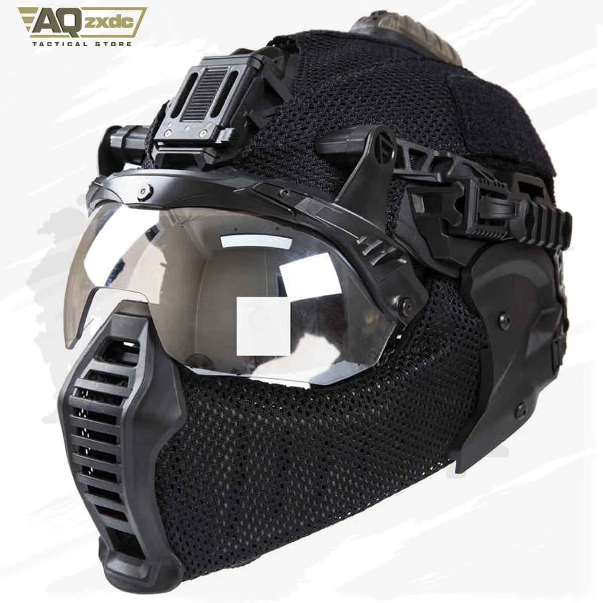 AQzxdc Casco EX para exteriores Máscara especial Cara para las orejas Máscara para todo terreno Protección para los oídos y la cara Protección de media cara CS Field - imagen 2