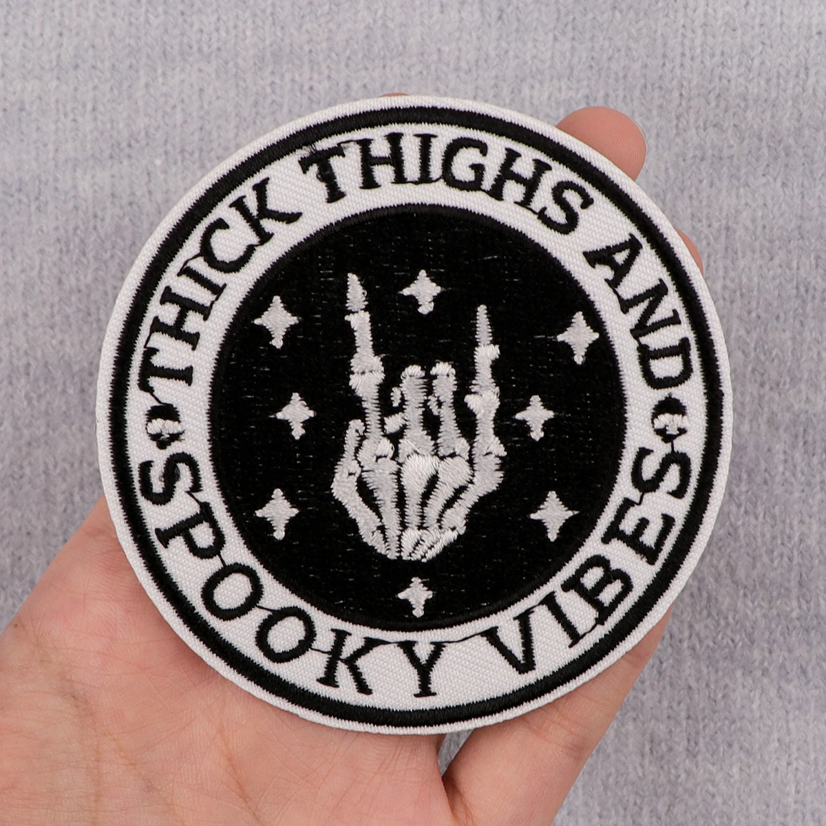 Parche bordado de esqueleto de Halloween, parches Punk góticos para planchar para ropa, parches termoadhesivos para ropa, insignias para coser DIY - imagen 4