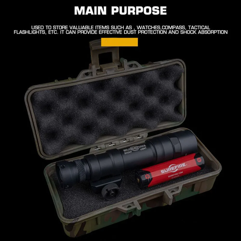 Caja impermeable a prueba de golpes para exteriores con almohadillas de protección de esponja, almacenamiento de linterna táctica, caja de herramientas de supervivencia para acampar, 15,2x6,3 cm - imagen 4