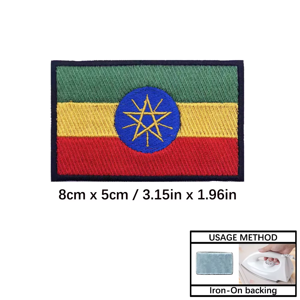 Brazalete bordado bandera Etiopía – Parche táctico velcro para uniforme - imagen 2