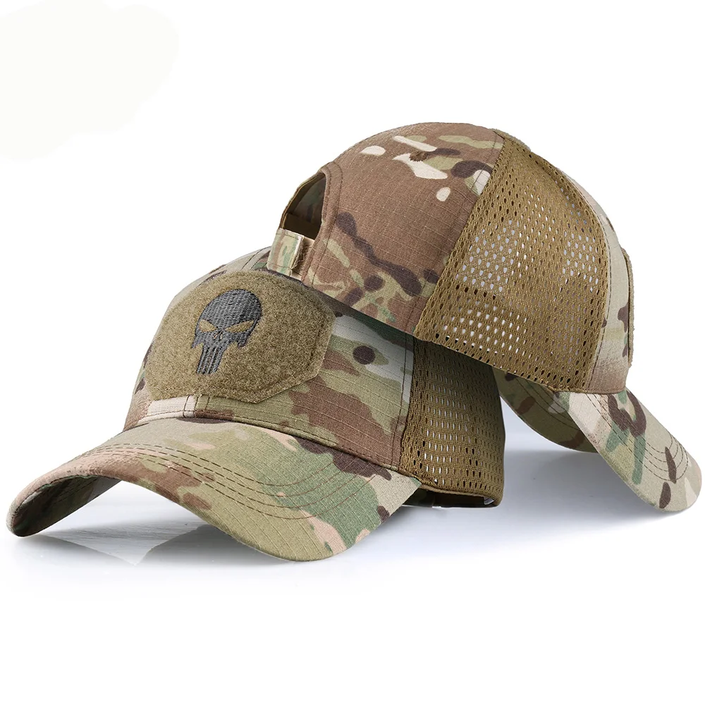 MEGE gorra de malla de camuflaje Unisex, visera a la moda, gorra de béisbol táctica Airsoft, sombrero ajustable del ejército al aire libre, Verano - imagen 3