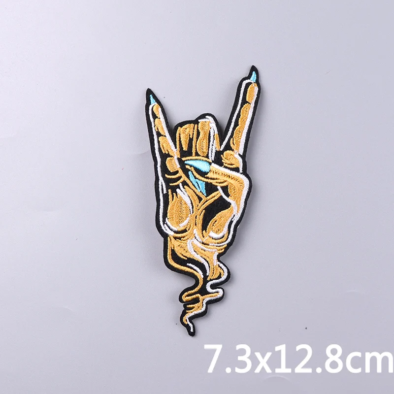 Smokes-parche bordado de calavera para el dedo, parches termoadhesivos para ropa, Parche de esqueleto para insignias de ropa - imagen 4