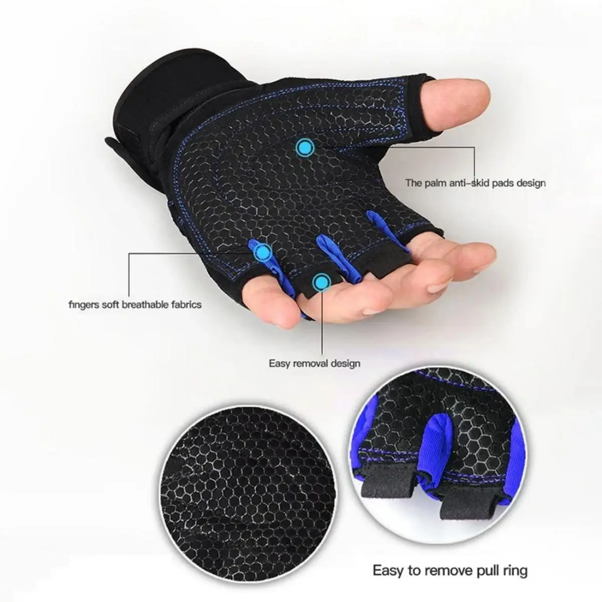 Guantes de pulsera para levantamiento de pesas para Fitness, guantes de gimnasio para hombres y mujeres, entrenamiento de culturismo, ejercicio deportivo, guantes de ciclismo a prueba de golpes - imagen 5