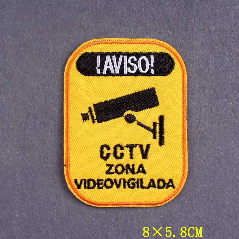 Parche bordado, señales de advertencia, parches para ropa, DIY, rayas centrales, parches para planchar en la ropa, insignias de STALKER en la mochila - imagen 2