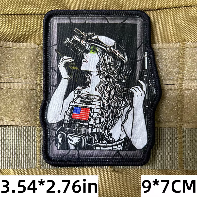 Parche táctico guerrera con velcro – Insignia moral para mochila - imagen 2