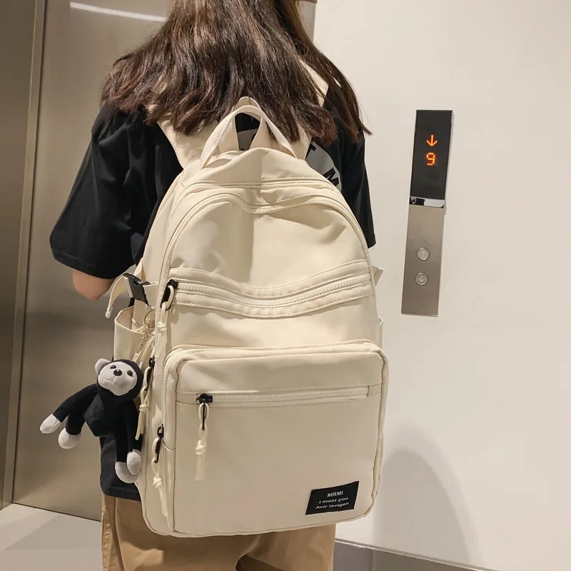 Lawaia-mochila escolar de gran capacidad para hombre y mujer, morral bonito de Color sólido para estudiantes, viajes de ocio, novedad - imagen 5