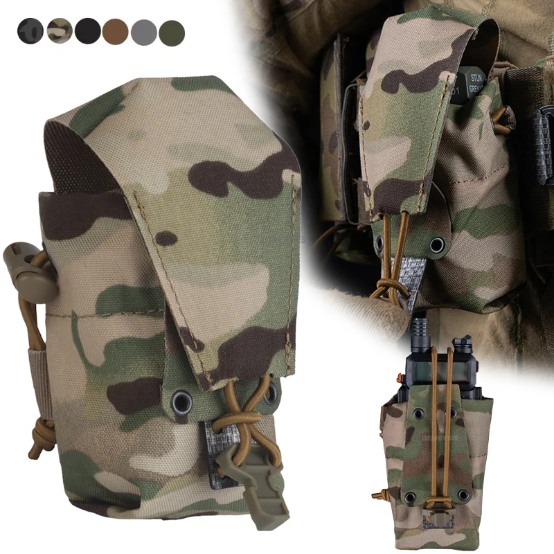 Bolsillo táctico MOLLE multifuncional para caza al aire libre, soporte para Radio, bolsa para revistas Airsoft, riñonera con solapa de retención extraíble - imagen 2