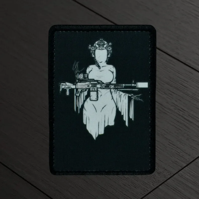 Parche de mujer fantasma, insignia de moral militar táctica, gancho y bucle, mochila, ropa, accesorios decorativos, pegatina, brazalete - imagen 2