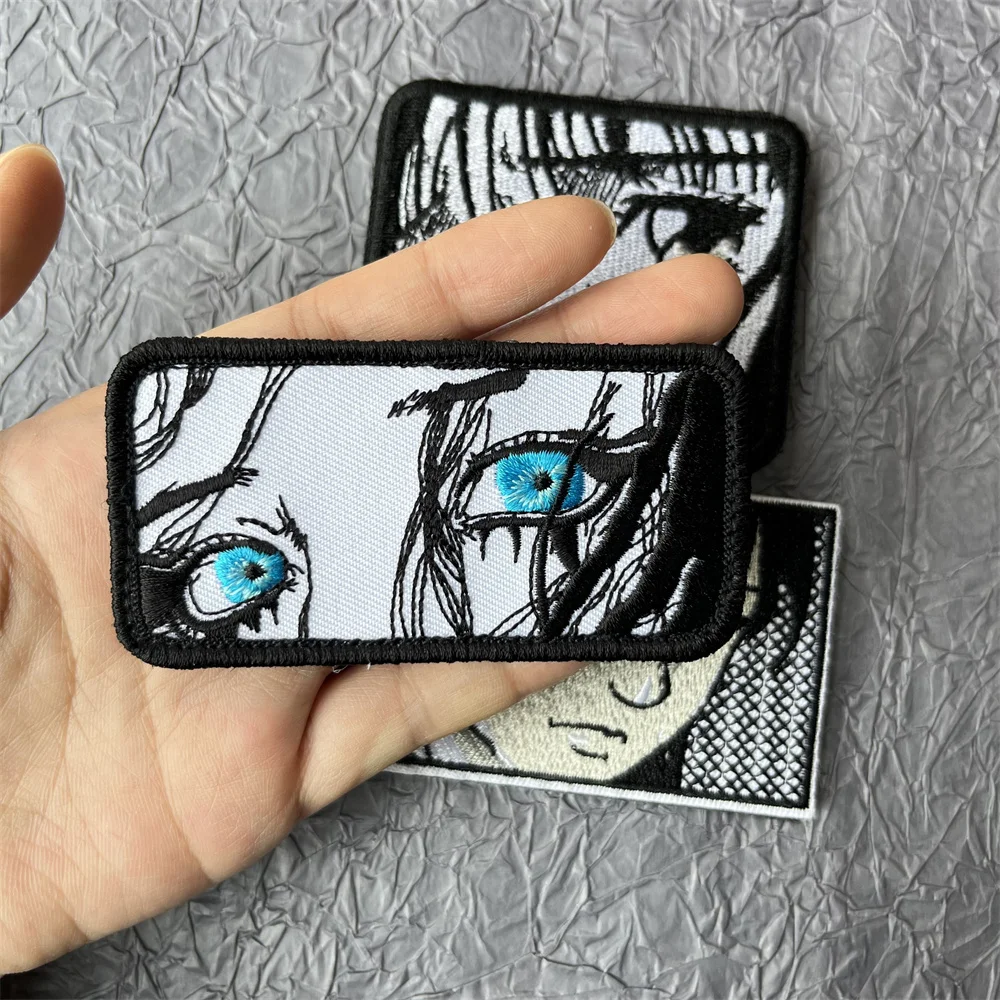 Parche bordado de Anime con ojos, pegatinas para ropa, parches de gancho y bucle, mochila, equipo militar táctico, insignias japonesas - imagen 3