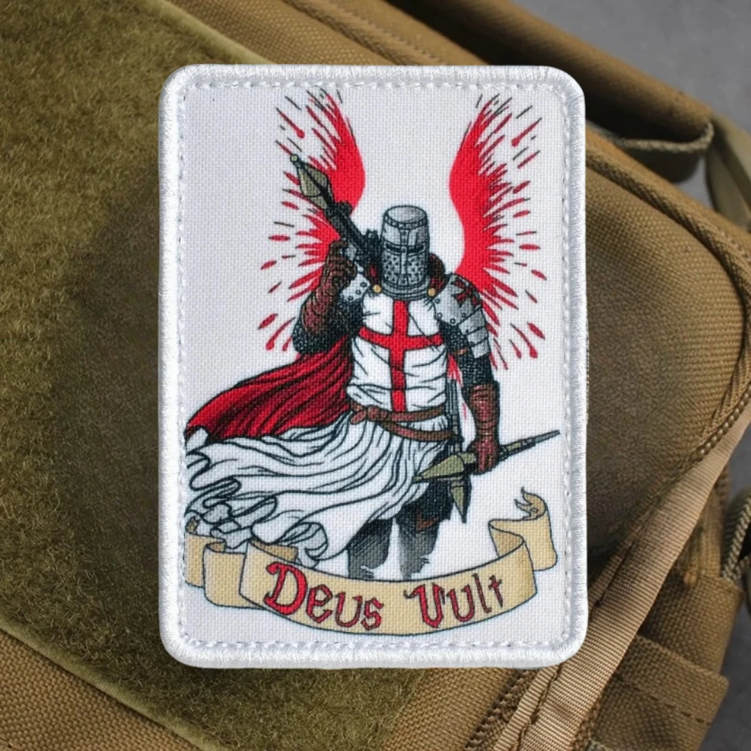 Deus Vult, esto es lo que dios quiere insignia de moral táctica parches de gancho impresos para ropa pegatina de mochila del ejército militar - imagen 5