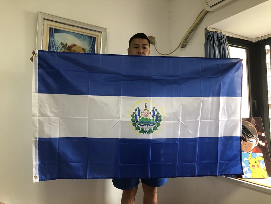 SKY SV SLV bandera de El Salvador colgante de poliéster decorativa