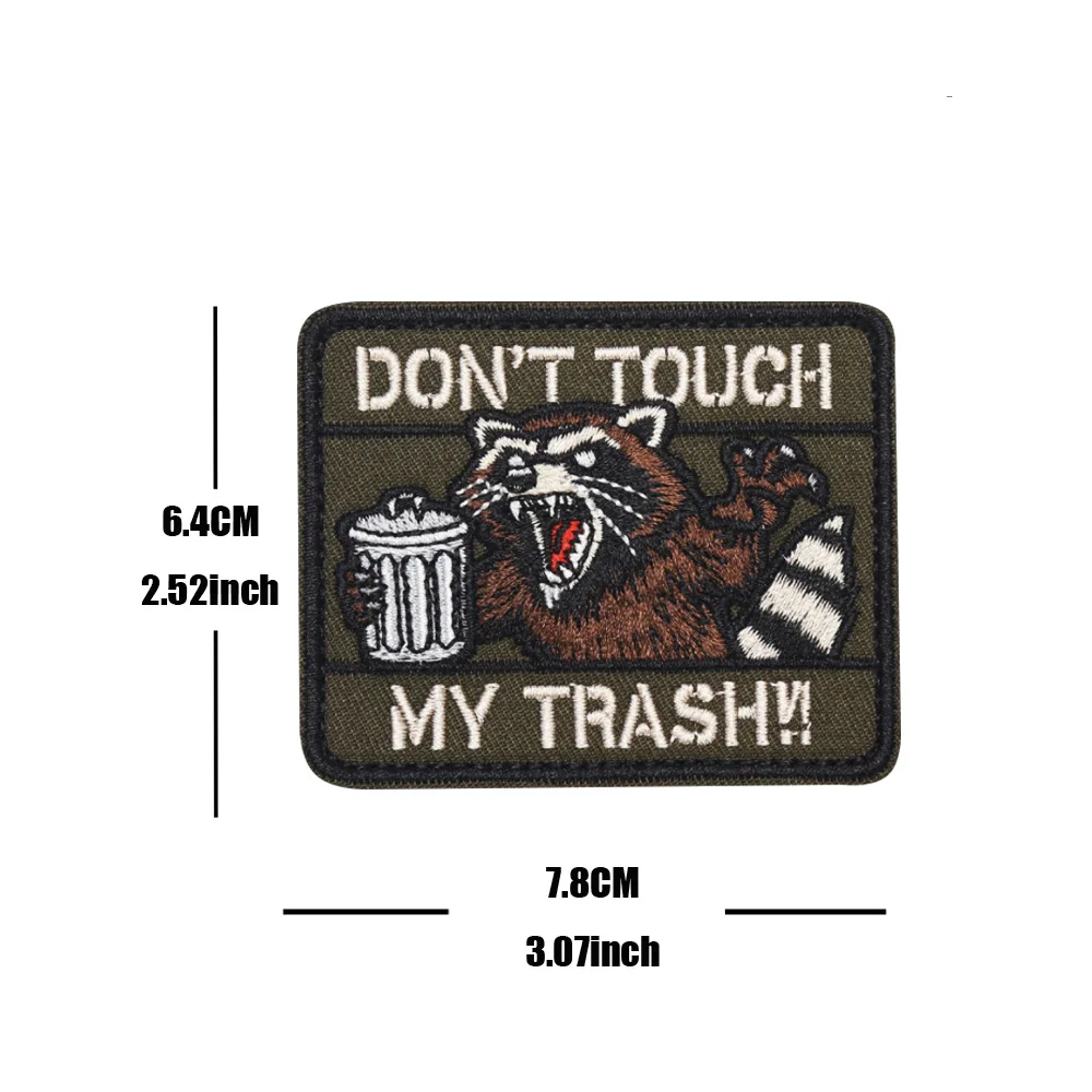 Parche de mapache "Don't Touch My Trash", insignia de moral táctica, parches de gancho y bucle impresos para ropa, apliques militares personalizados - imagen 3
