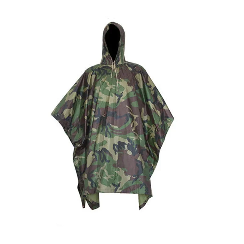 Chubasquero de camuflaje multifuncional 3 en 1 para exteriores, Poncho para refugio solar, equipo de lluvia, chaqueta para lluvia para senderismo al aire libre, viaje, bicicleta - imagen 5