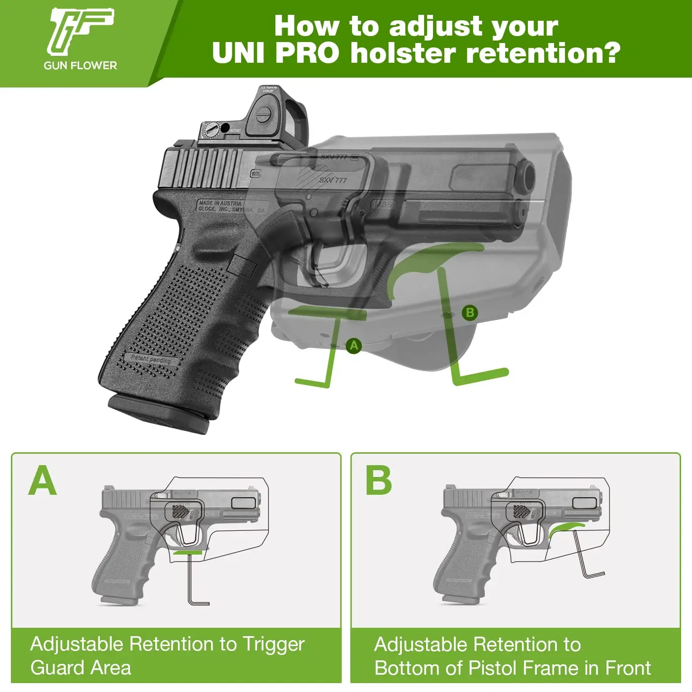 Funda Universal OWB compatible con Beretta/CZ/Glock/EAA /IWI/HK/Ruger/Springfield/Taurus, mano derecha - imagen 4