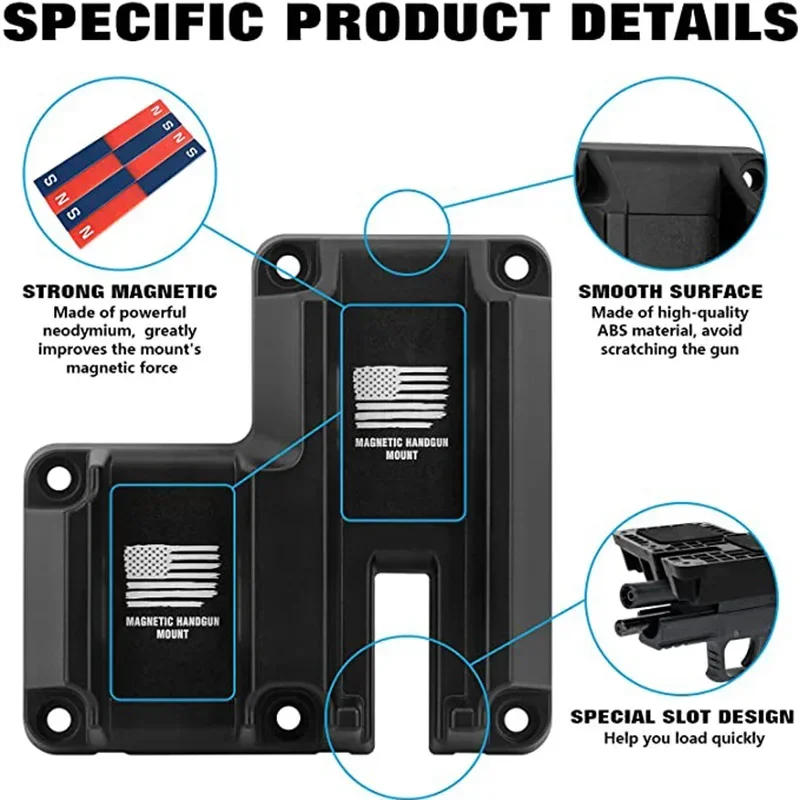 Nuevo soporte magnético táctico para pistola, soporte magnético para pistola, cargado de extracción rápida oculto, se adapta a pistolas de parte superior plana, accesorio de caza - imagen 4