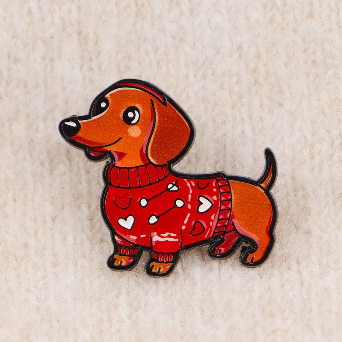 Broche esmaltado perro salchicha metálico para chaqueta y mochila - imagen 3