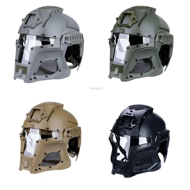 Casco táctico de cobertura completa para exteriores, protector de cara completa, Guerrero de hierro Medieval, casco de combate militar, Airsoft, Paintball - imagen 4