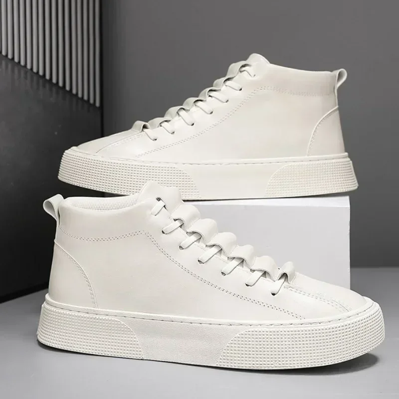 Zapatillas blancas para Hombre 2025, moda de primavera, encaje informal, punta redonda, zapatos planos para correr para Hombre, Zapatillas Deportivas para Hombre - imagen 5