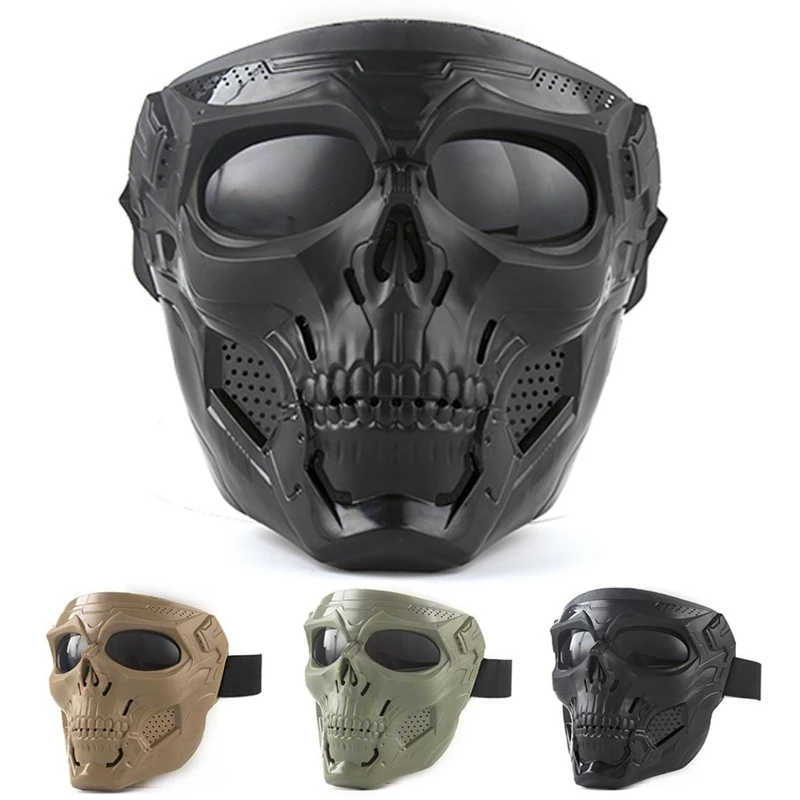 Máscara táctica CS máscara protectora de calavera máscara de calavera de cara completa ajustable para Airsoft Paintball Cosplay juego de guerra Halloween