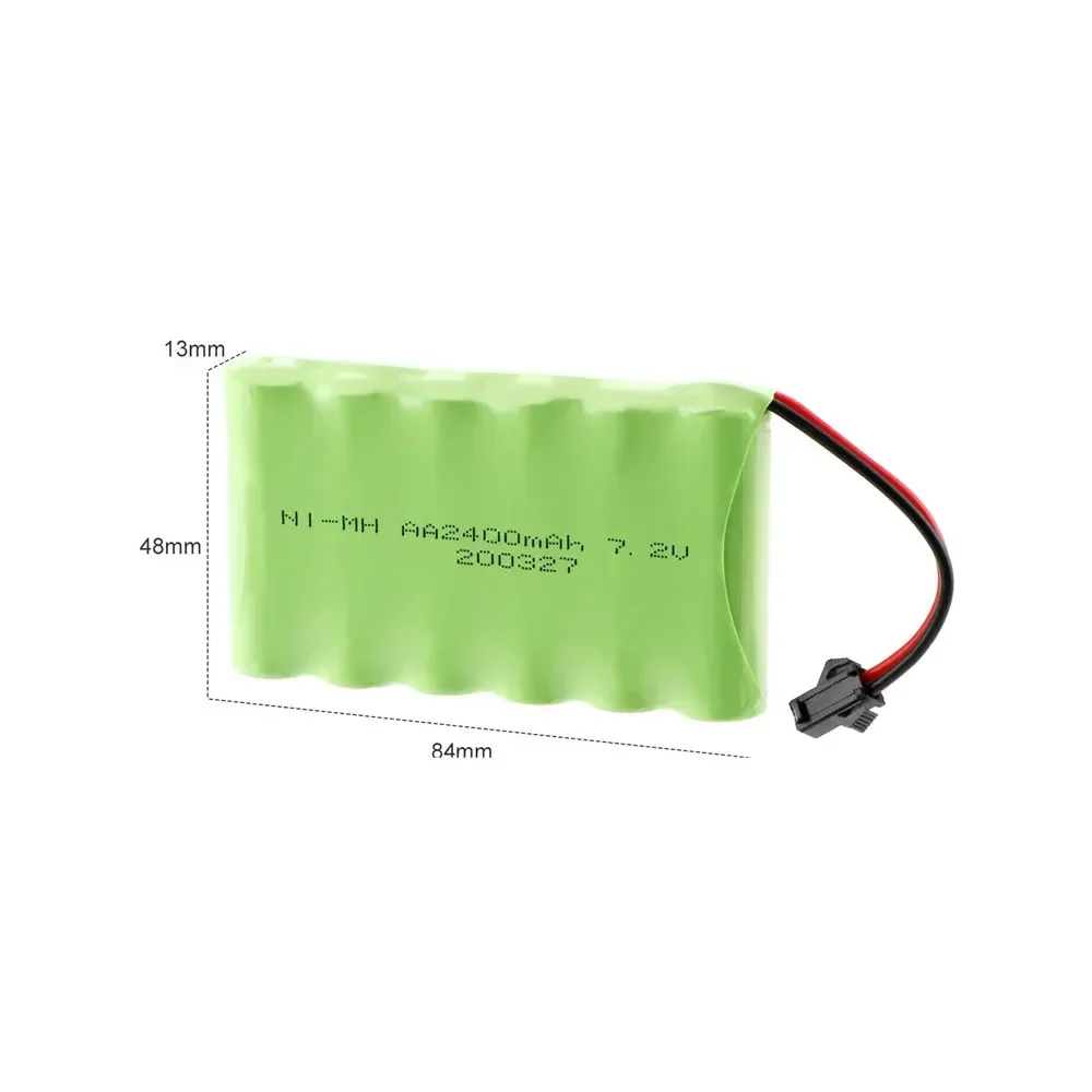Batería AA NI-MH de 7,2 v y 2400mah con cargador de alta capacidad para juguete eléctrico, coche remoto, barco, robot, recargable, 7,2 v, 2400 mah - imagen 3
