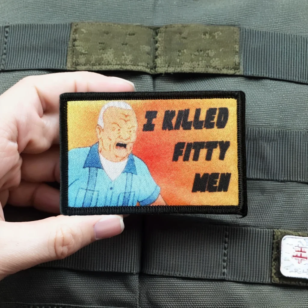 Parche bordado de medidor divertido, brazalete militar táctico con estampado de insignia de moral de anciano, parche de gancho y bucle para ropa - imagen 3