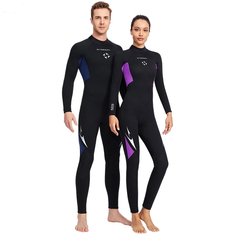 Traje de buceo de goma de cloropreno para hombres y mujeres, de una pieza traje de buceo, traje de esnórquel, cálido y resistente al frío traje de baño, 3mm - imagen 4