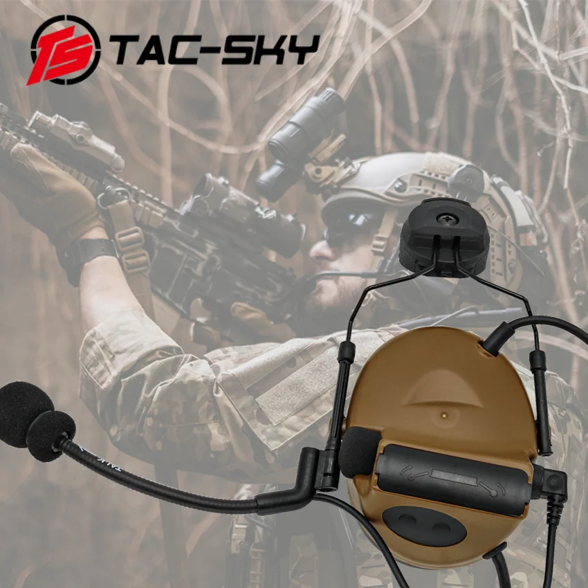 TS TAC-SKY COMTA II casco táctico ARC Rail adaptador soporte C2 auriculares para táctico Airsoft caza protección auditiva auriculares - imagen 3