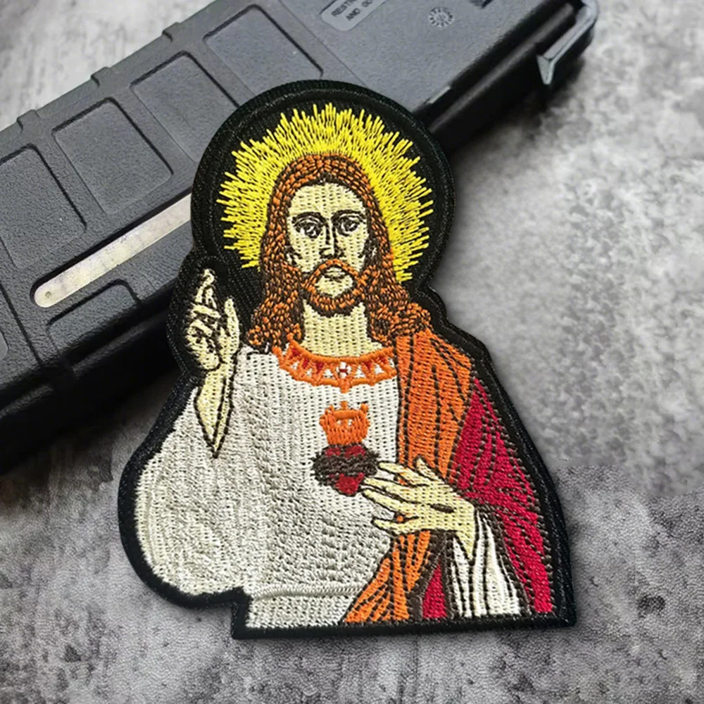 Parche moral bordado Jesús táctico velcro para mochila uniforme - imagen 4
