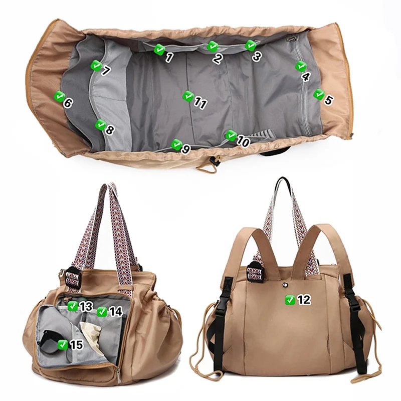 Bolso cruzado deportivo para gimnasio, equipaje de viaje al aire libre de gran capacidad, bolso de fin de semana de corta distancia, mochila de momia con múltiples bolsillos - imagen 4