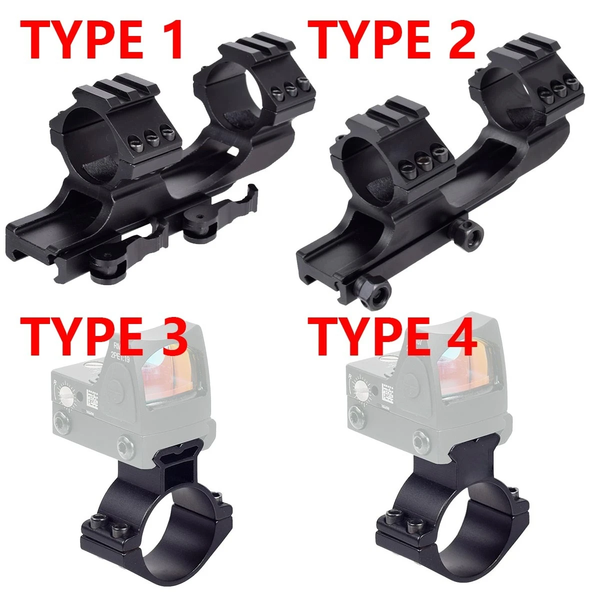 Soporte de anillo de alcance táctico de 25,4mm y 30mm con riel Picatinny superior, anillos de 1 "/30mm, accesorios de caza, Picatinny de 20mm