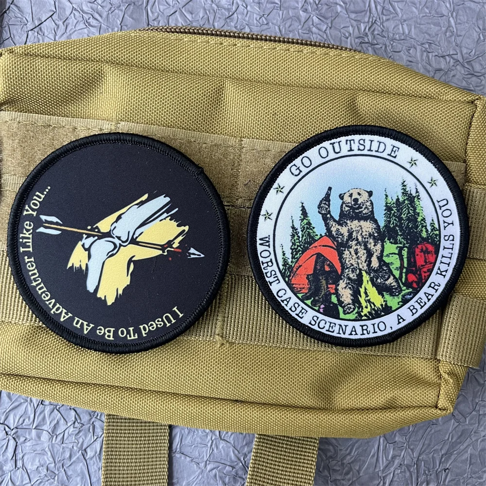Mochila táctica de flecha a través de hueso, insignias de oso, parches militares para ropa, Parche de gancho y bucle, pegatinas para salir - imagen 4