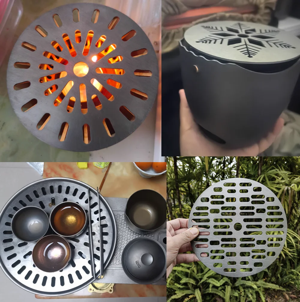 Placa de malla de aleación de titanio puro para acampar al aire libre, senderismo, supervivencia, barbacoa atrevida, placa de parrilla para acampar