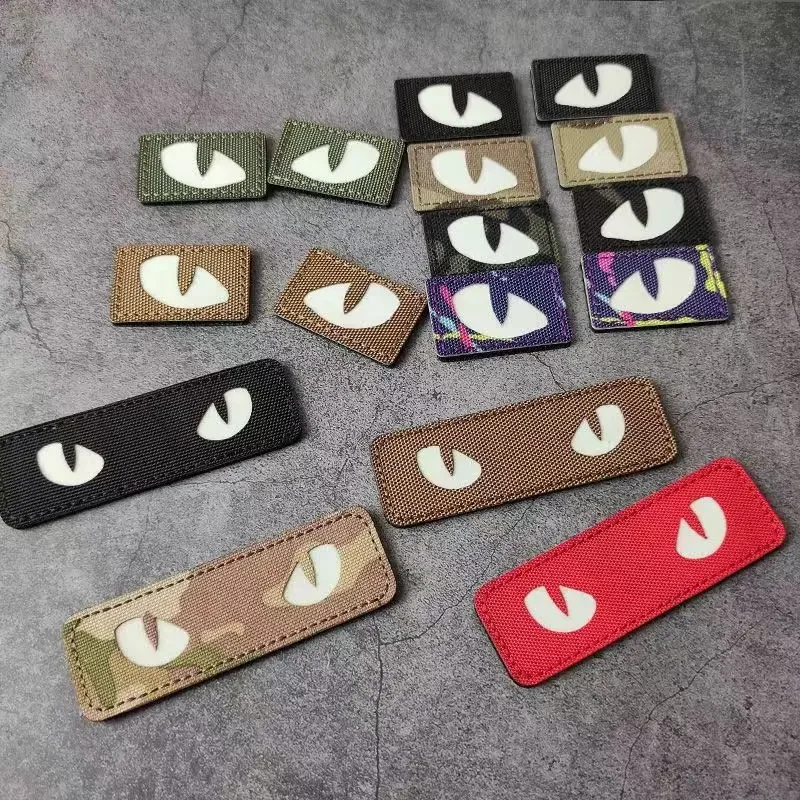 Parche táctico luminoso de ojos de gato, parches tácticos de moral en la ropa, sombrero, mochila, accesorios, aplique reflectante de brazalete - imagen 2