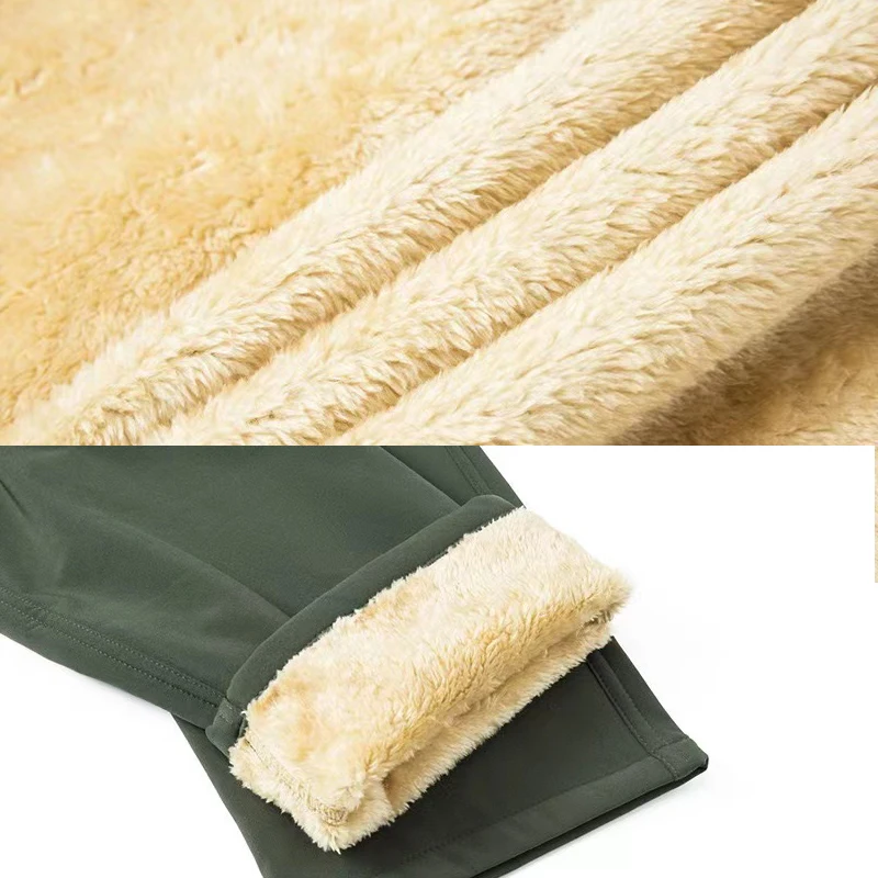 Pantalones térmicos de lana para mujer, pantalones elásticos impermeables de piel de cordero, senderismo, Camping, escalada, esquí, gran tamaño, invierno al aire libre - imagen 3