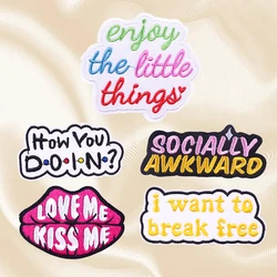 Parches bordados termoadhesivos letras dibujos animados ropa DIY