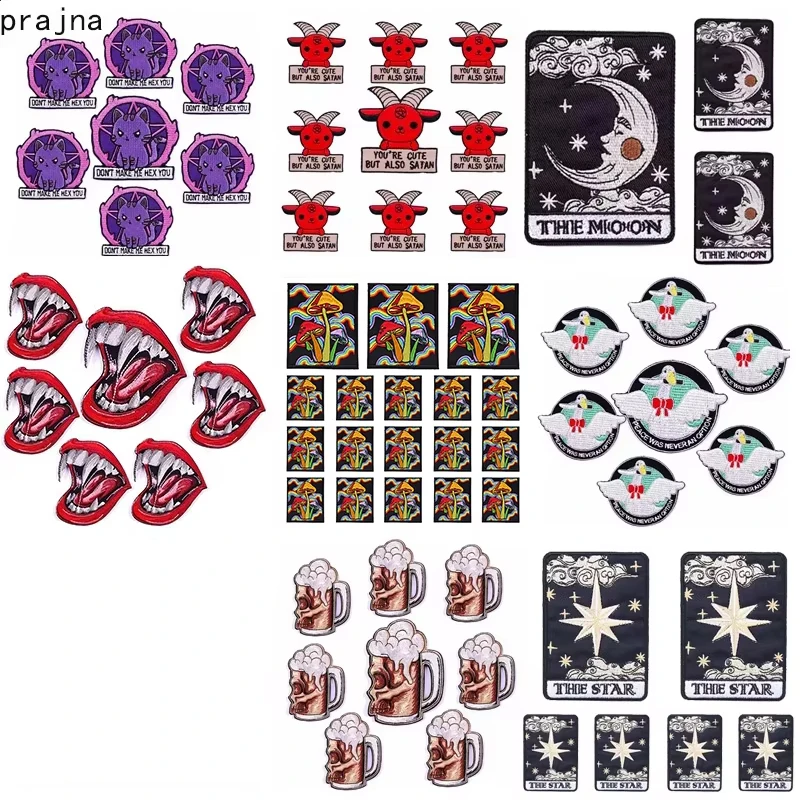 Parche bordado de animales de dibujos animados, parches para planchar para ropa, parches Punk para ropa, apliques, pegatinas de Van Gogh, venta al por mayor, 10 Uds. - imagen 4