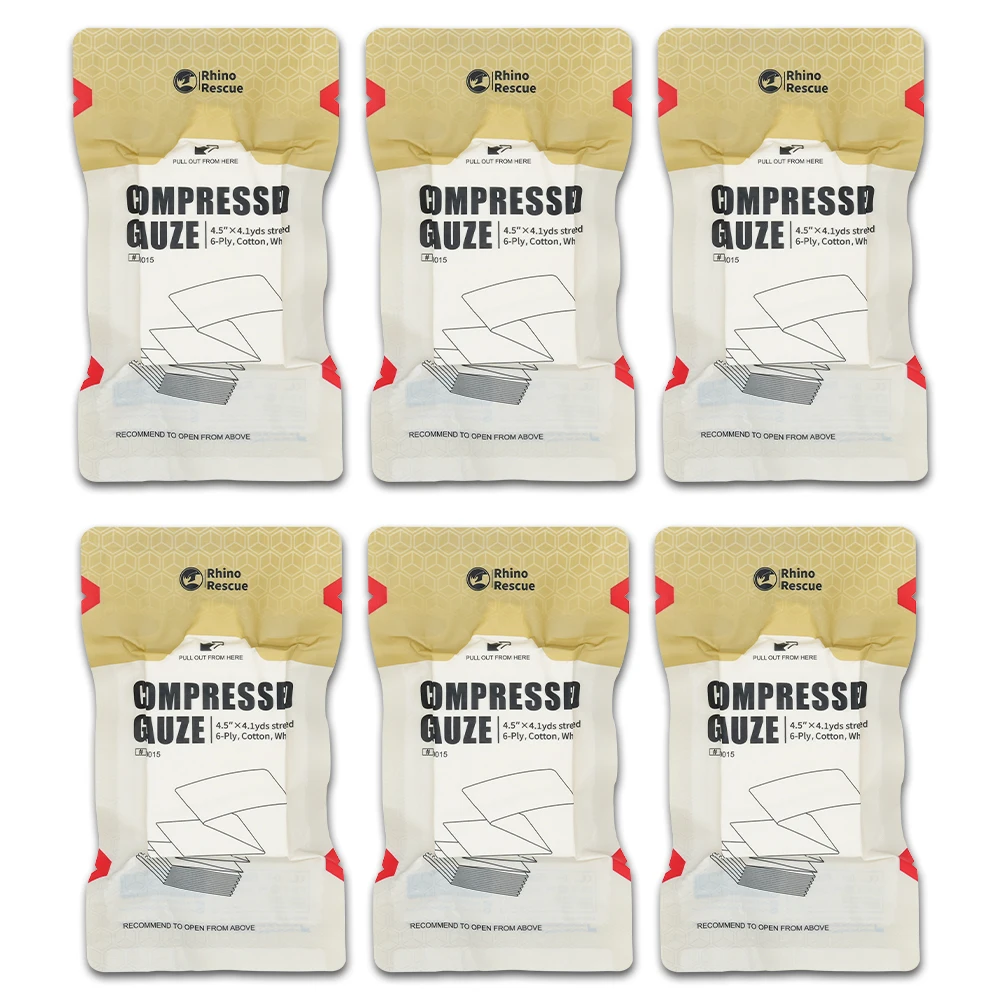 Rhino-gasa comprimida de rescate, gasa de embalaje de heridas de algodón blanco para vendaje de heridas de emergencia, Kit de primeros auxilios y Trauma - imagen 3