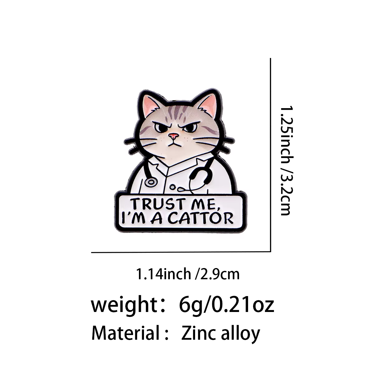 Pin esmalte Veterinario Gatos – Broche humorístico chaqueta militar - imagen 3
