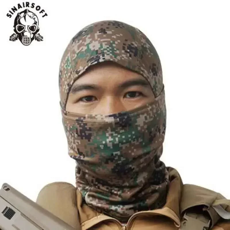 SINAIRSOFT-cascado de cara completa, máscara de camuflaje apta para Paintball, caza, Airsoft, calentador para deportes al aire libre, protector solar a prueba de viento enmascarado