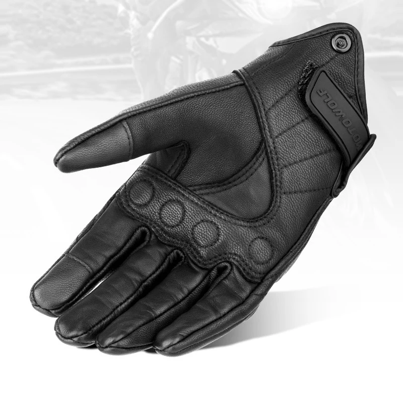 Guantes de cuero genuino para motocicleta, manoplas transpirables de piel de oveja para conducción, operación táctil, protección de articulaciones, Luva - imagen 5