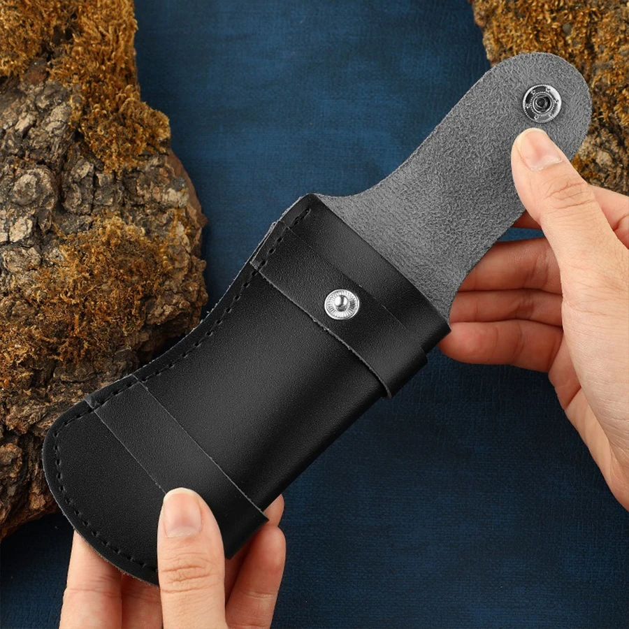 Funda de cuero tallado para almacenamiento de cuchillos al aire libre, capa superior de piel de vaca, plegable - imagen 4