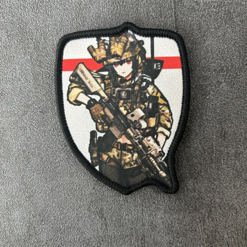 Parche táctico con estampado de Chica de Anime para ropa, insignia de moral militar, parches con gancho, mochila, brazalete, pegatina - imagen 3