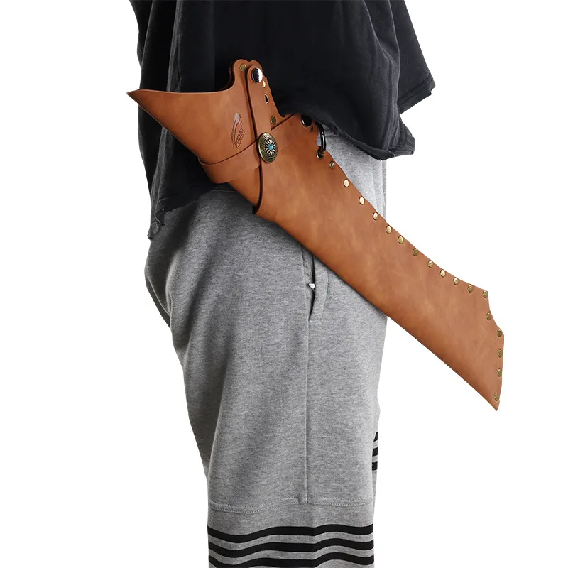 Carmín de tiro con flechas colgadas en la cintura, bolsa de transporte multifuncional con bolsillos, lazo de cuero - imagen 3