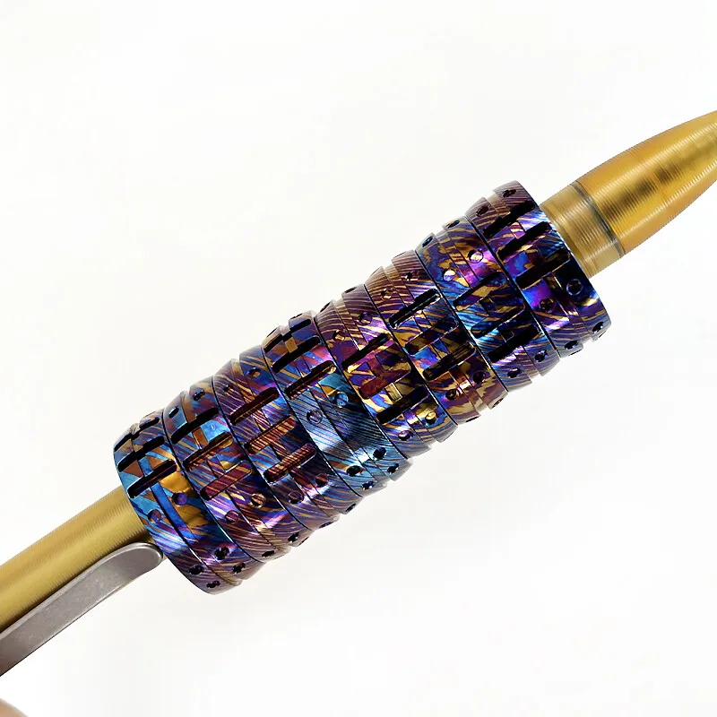 Anillo de cuero de caballo de titanio, colgante de collar, anillo EDC, juguete para regalo de moda - imagen 4