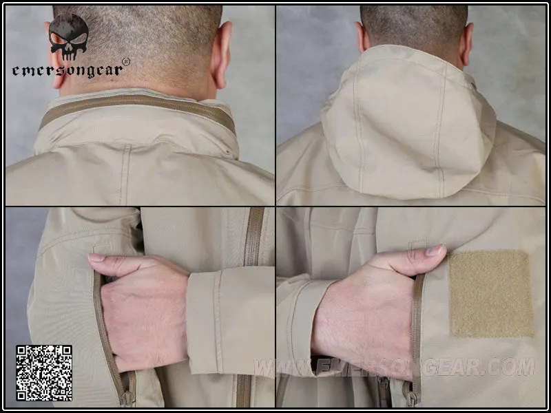 Emersongear chaqueta táctica ligera para exteriores chaqueta de concha suave con capucha transpirable tierra oscura em6873d - imagen 4