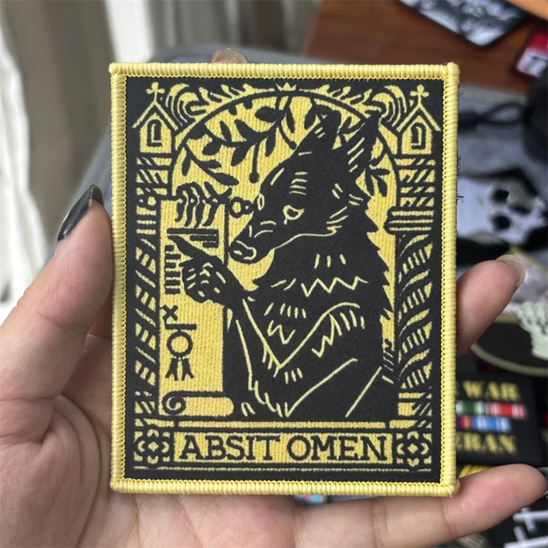 Parche con estampado Floral Vintage de lobo para ropa, insignia de moral táctica, parches militares con gancho, pegatina para mochila, brazalete - imagen 5