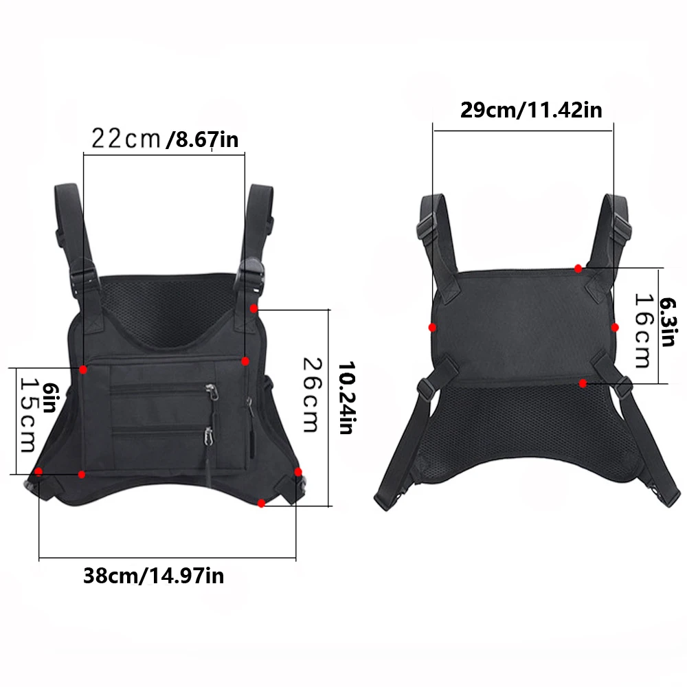 Chaleco de calle, bolsa de aparejo de pecho, chaleco de tela Oxford, bolsa de Hip Hop, bolsa táctica funcional, paquetes de cintura - imagen 4