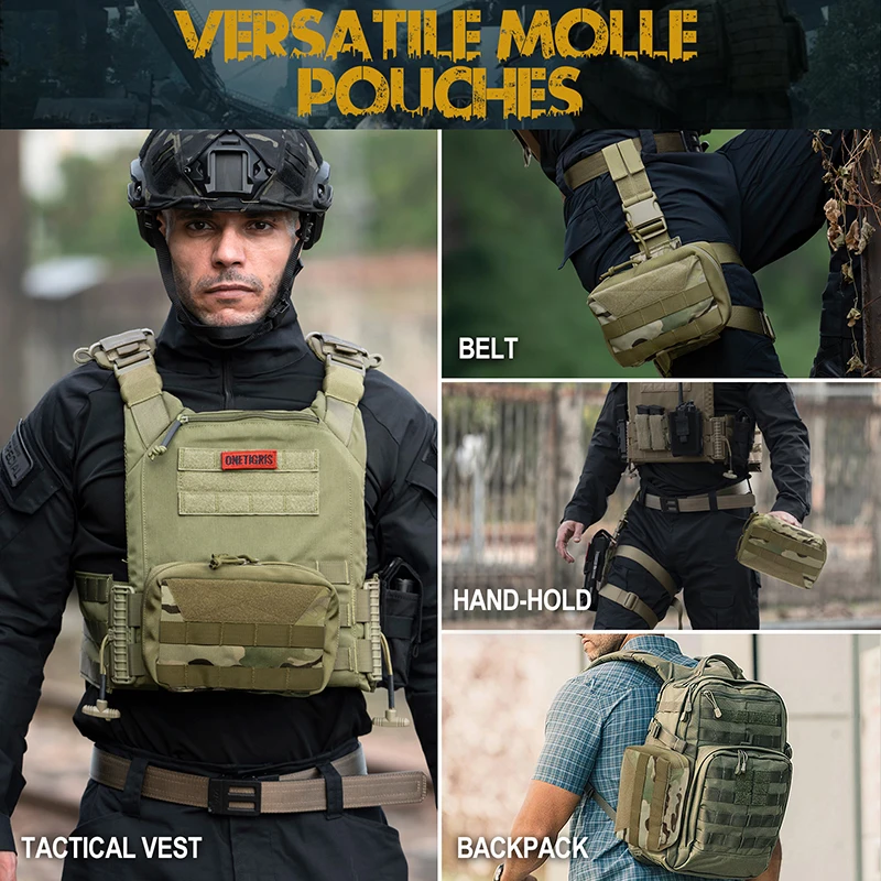 ONETIGRIS-bolsas tácticas Molle, bolsa grande para herramientas de utilidad, accesorios multiusos Molle, bolsa para cinturón - imagen 5