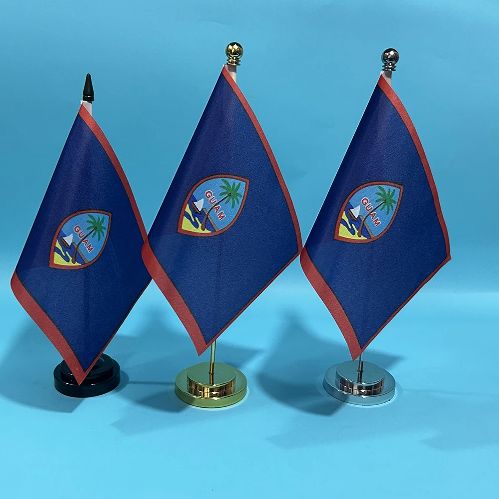 BANDERA SKY escritorio de oficina pequeña bandera de Guam 14x21cm poliéster bandera nacional de Guam bandera de país adornos de escritorio banderas