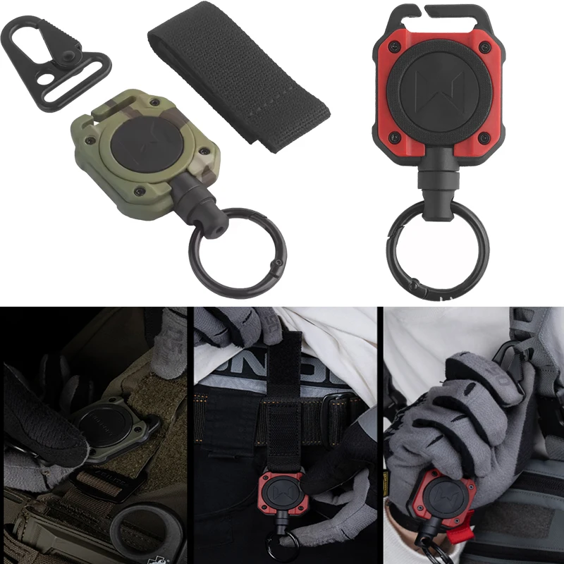 Llaveros retráctiles de alta resistencia con mosquetón, hebilla de cuerda de alambre de acero fuerte, llavero de resorte, herramienta deportiva para exteriores - imagen 3